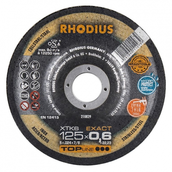 Rhodius XTK6 Metall Trennscheibe | Ã ̃125 mm - 0.6 mm - 22.23 mm | gekr